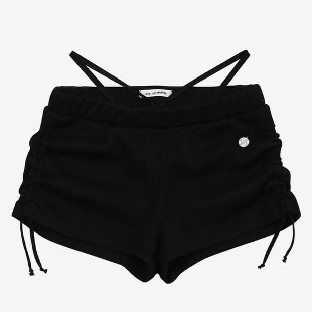 돈애스크마이플랜 셔링 스트링 반바지 블랙 2