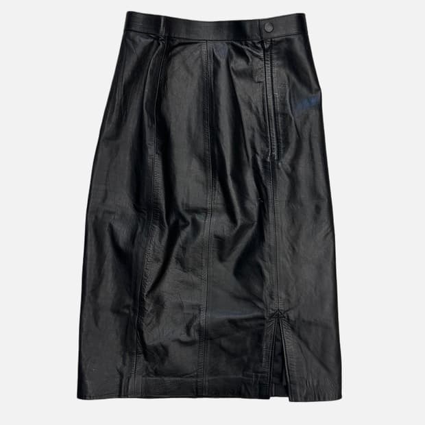 real leather h-line skirt