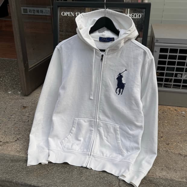 폴로랄프로렌 빅포니 화이트 후드집업 