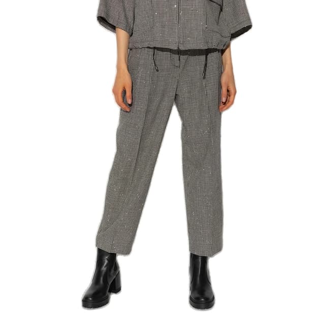 파비아나필리피 테이퍼드 시퀸 체크 팬츠