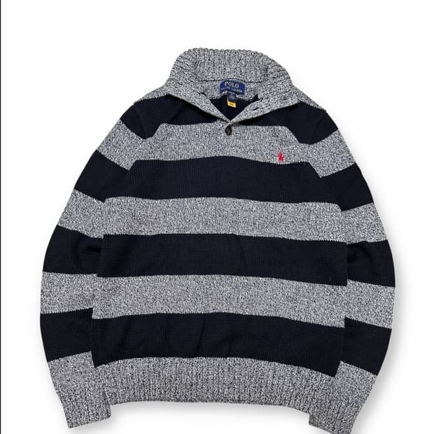폴로 랄프로렌 스트라이프 하프넥 니트
