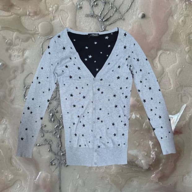 일본 빈티지 락시크 펑크 스타 별 패턴 도쿄걸 교복 가디건