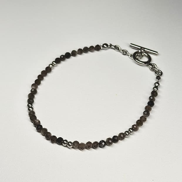 (맞춤 사이즈) 천연석 커팅 흑요석 고급 원석팔찌