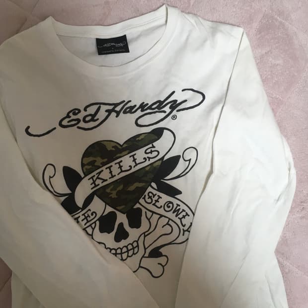 빈티지 에드하디 카모 스컬 롱 슬리브