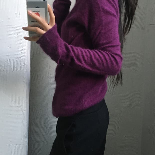 Y’s 요지야마모토 퍼플 터틀넥 니트