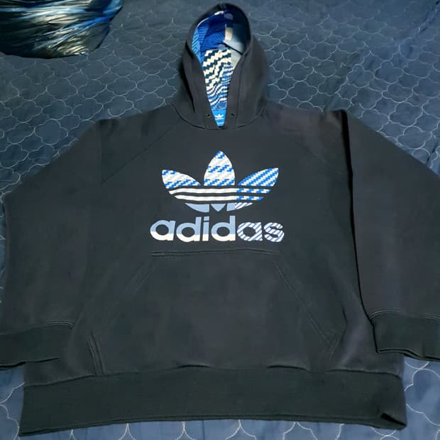 (해외판) 아디다스 트레포일 에센셜 워시드 후드티 네이비 (L)