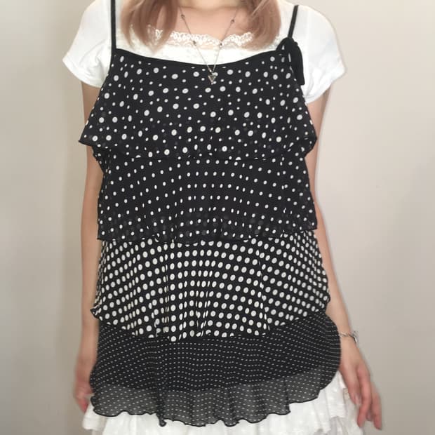 jpn vintage dot frill cancan sleeveless