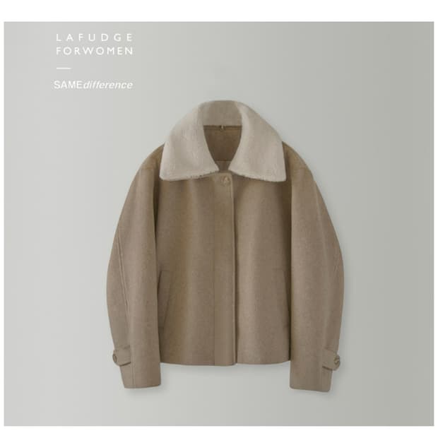 라퍼지 포 우먼 울 시어링 칼라 숏 코트 M