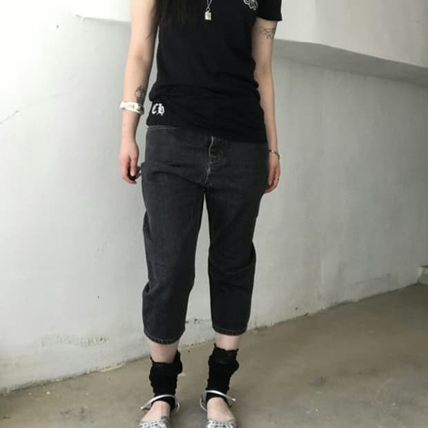 릭오웬스(Rick Owens) 다크 가먼트 워시드 크롭 데님 팬츠