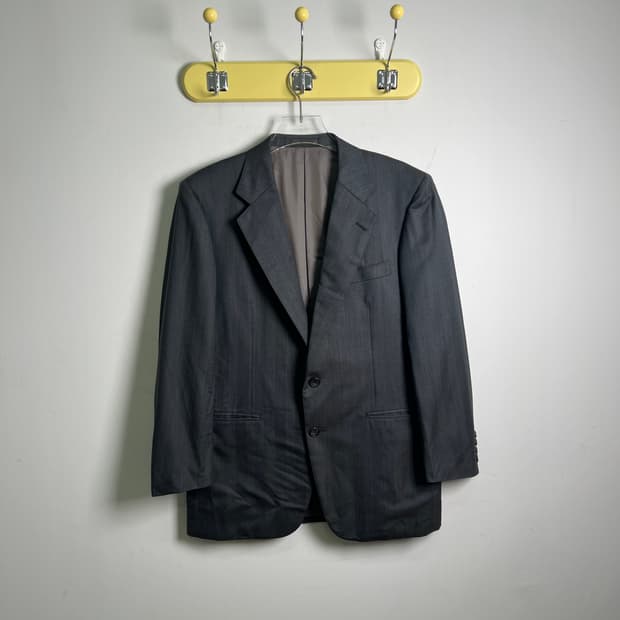 버버리 블랙라벨 차콜 테일러드 싱글 블레이저 L