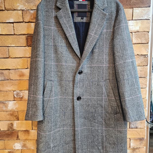 Tommy Hilfiger 남성 울 체크 코트