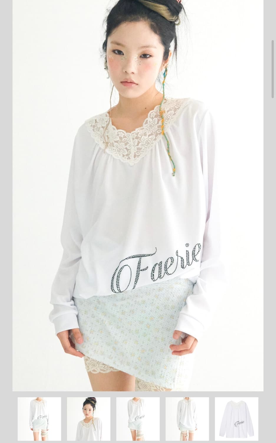 【fa.er.ie】 lace V neck shirring top ♥2Color fa.er.ie] lace V neck shirring top | 후루츠패밀리