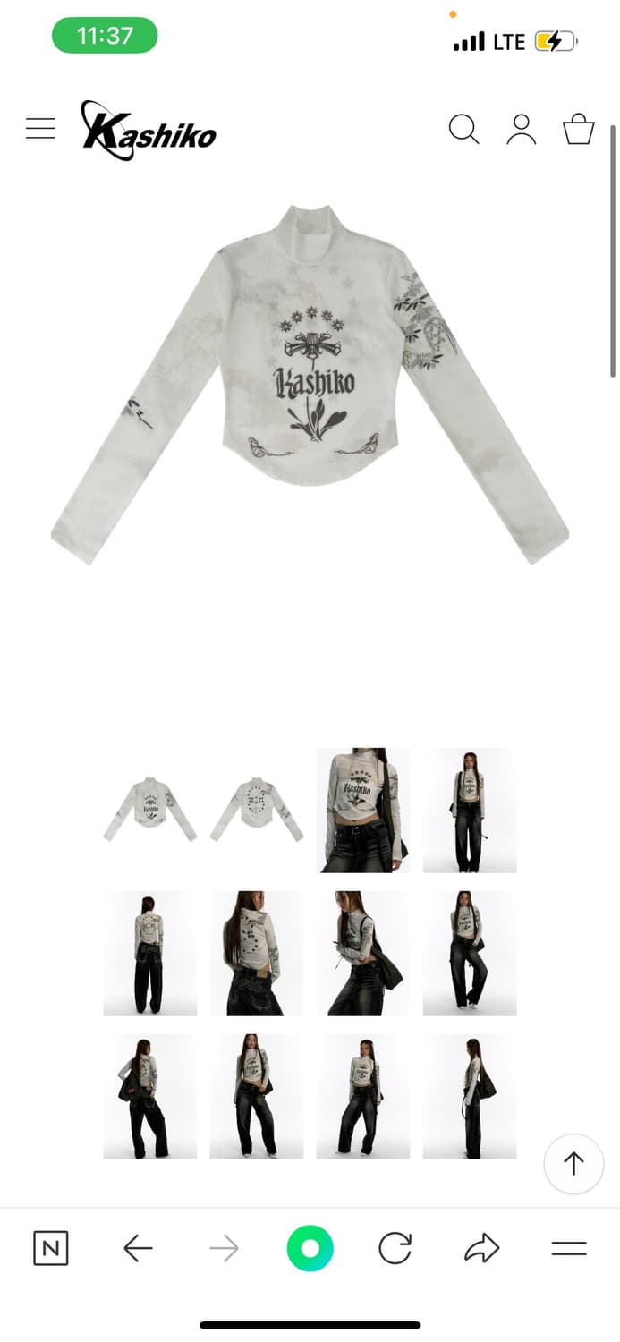 トップス Kashiko ink Painting Top 카시코 Ink Painting Highneck Mesh Top | 후루츠패밀리