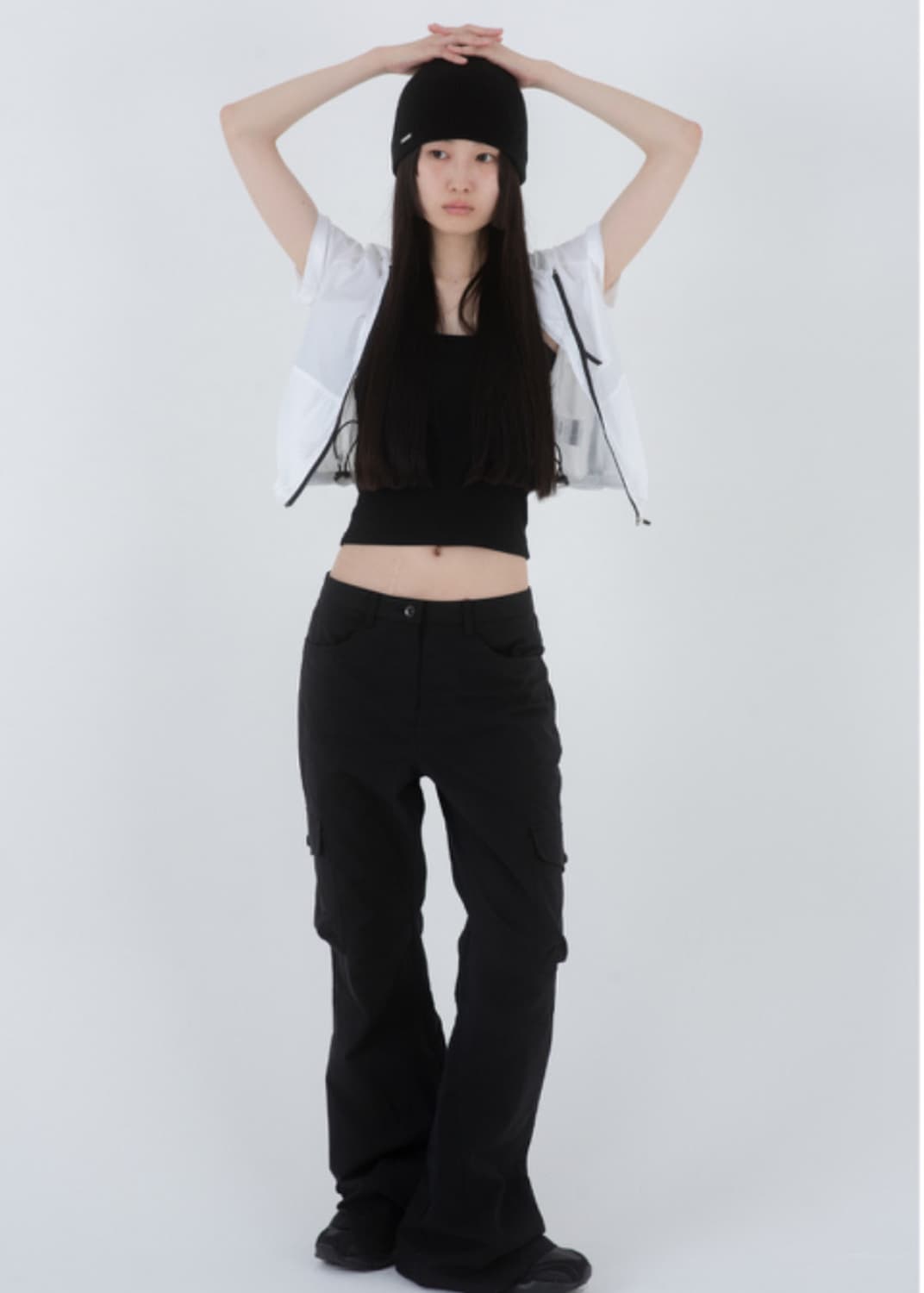 ★ MISEKI SEOUL★ Pocket cargo bootscut pants BLACK MSK2403 ☆ MISEKI SEOUL☆ Pocket cargo bootscut pants BLACK MSK2403