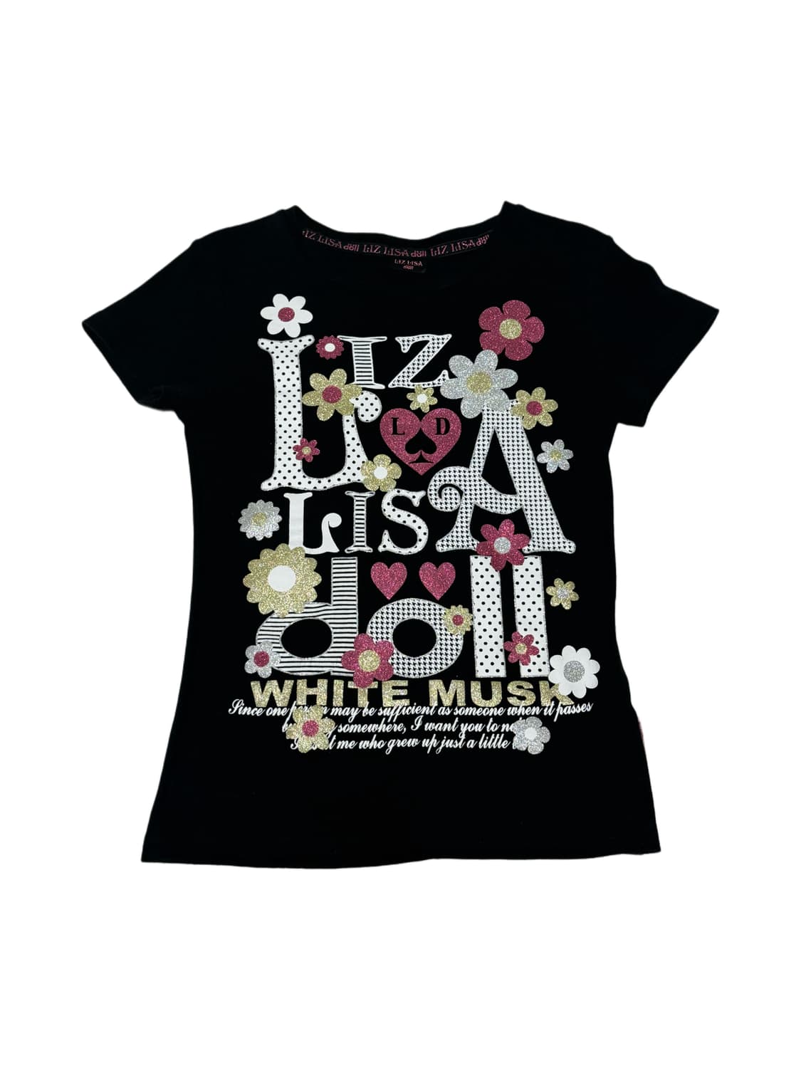 希少　トゥララ　リズリサ　キャラクターTシャツ アンクルージュ y2k 00s y2k TRALALA グリッターリズリサトランプ柄Tシャツ 平成ギャル姫