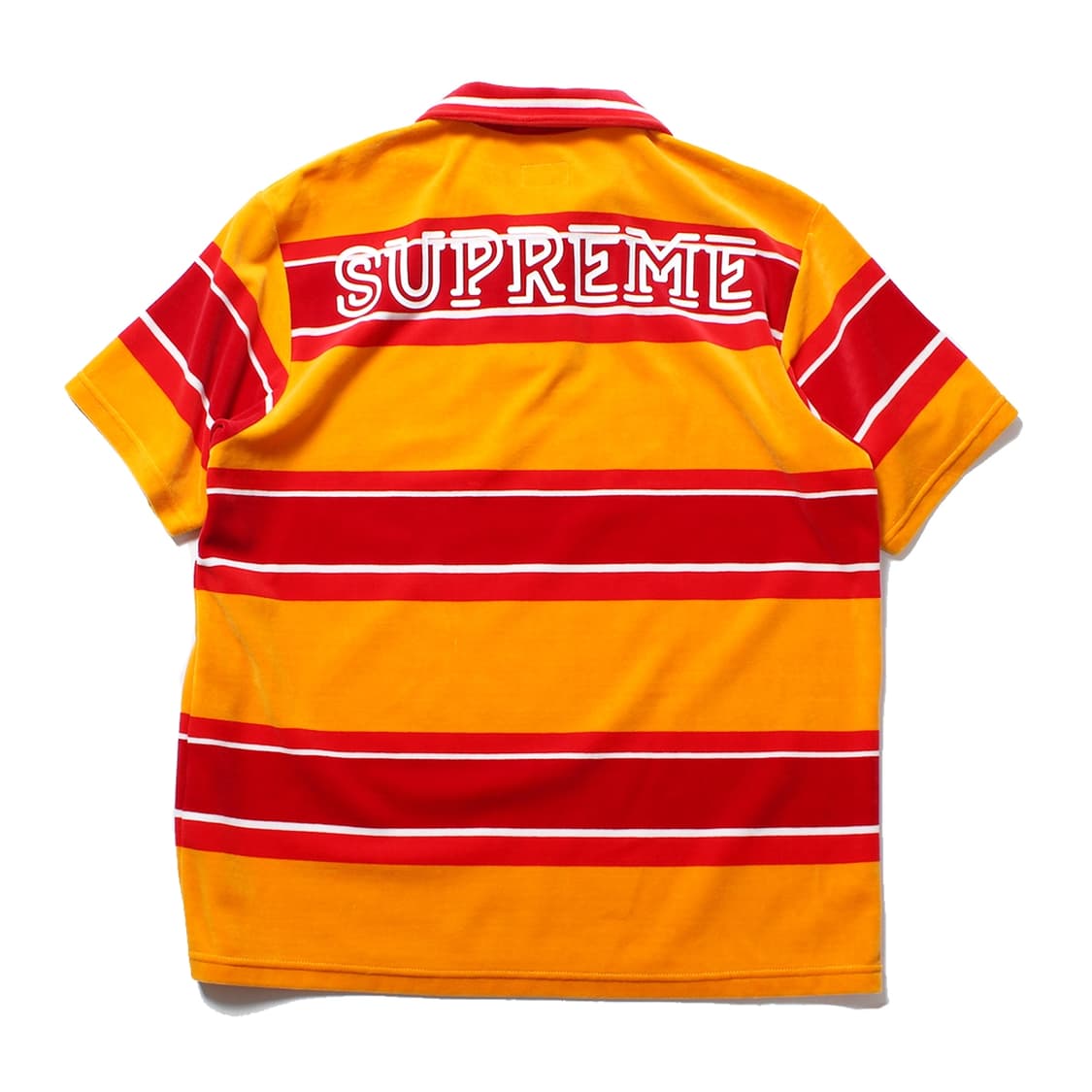 SUPREME Stripe Velour Polo Shirts | 후루츠패밀리