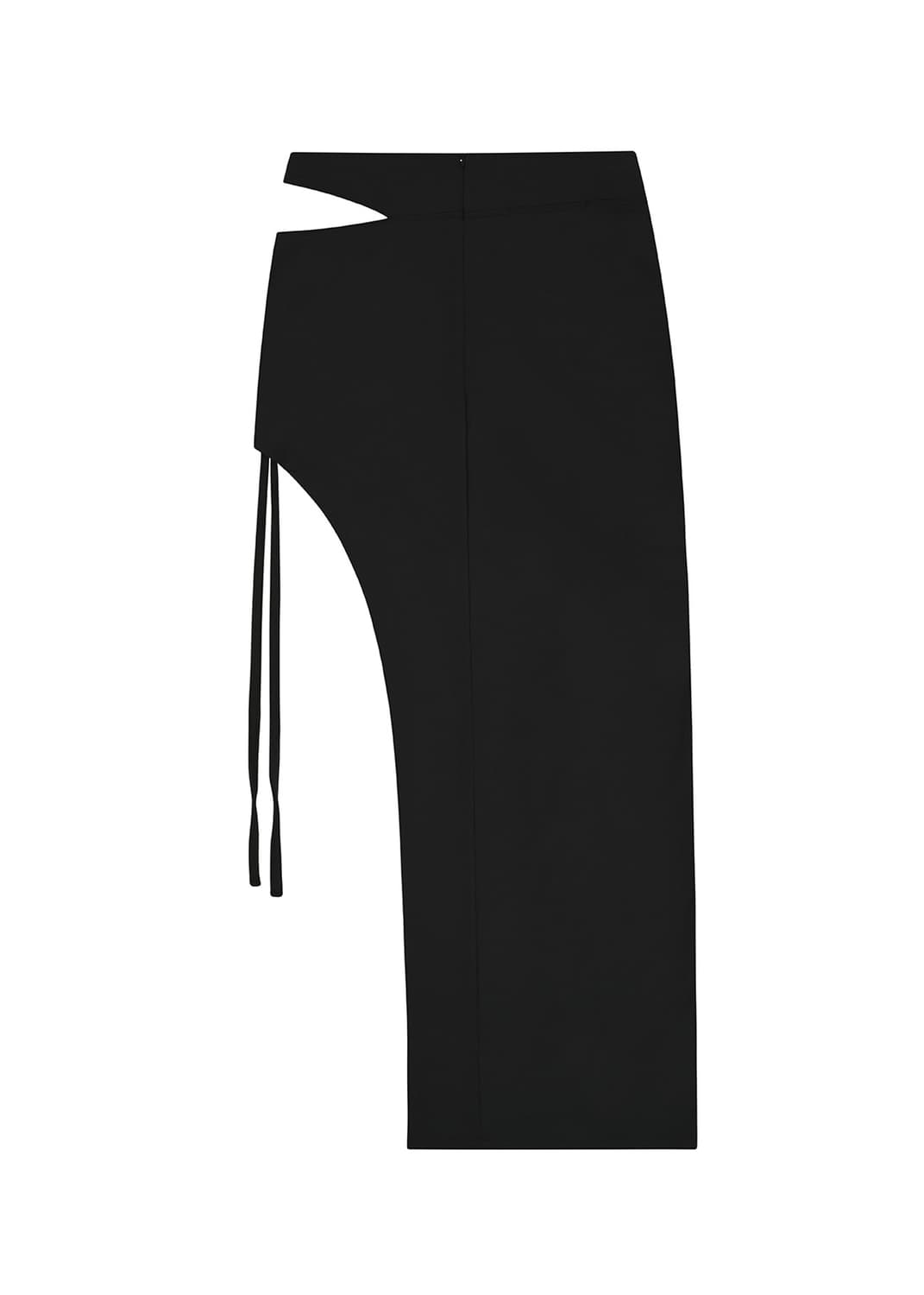 BOHEMSEO] CURVED SLIT SKIRT, BLACK | 후루츠패밀리