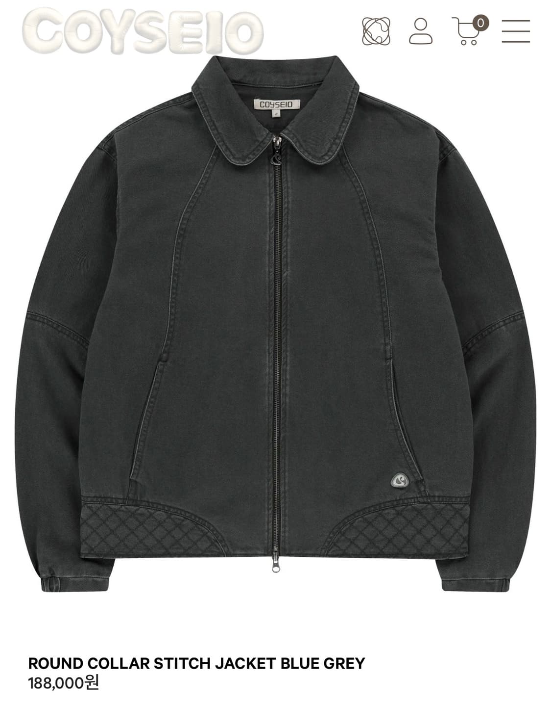 코이세이오 round collar stitch jacket 블루그레이 2 | 후루츠패밀리