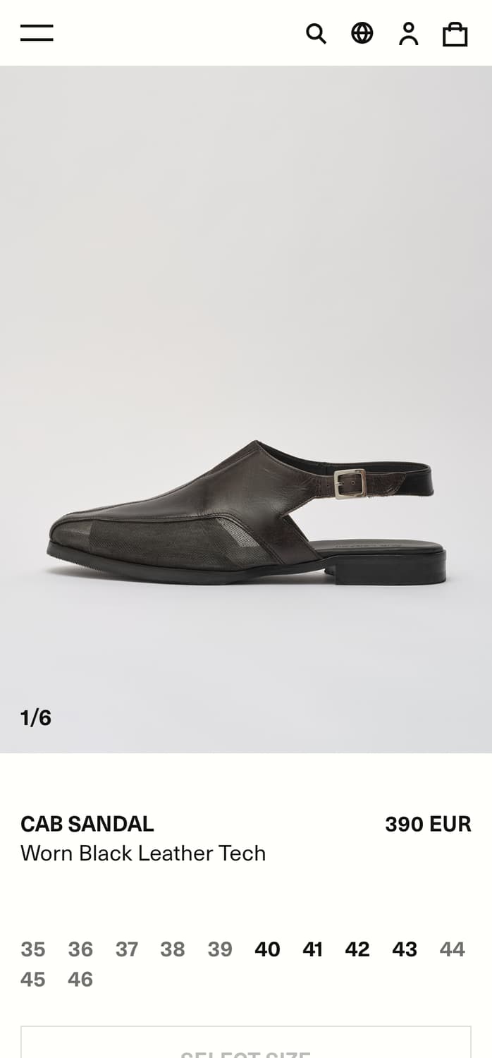 新品 ourlegacy cab sandal 41 260 Our Legacy - Cab Sandal Worn Black Tech Leather