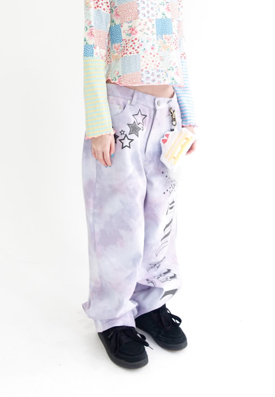 【fa.er.ie】lucky 7 dying wide denim 2차☆[F.E.E.S] lucky 7 dying wide denim (light purple)