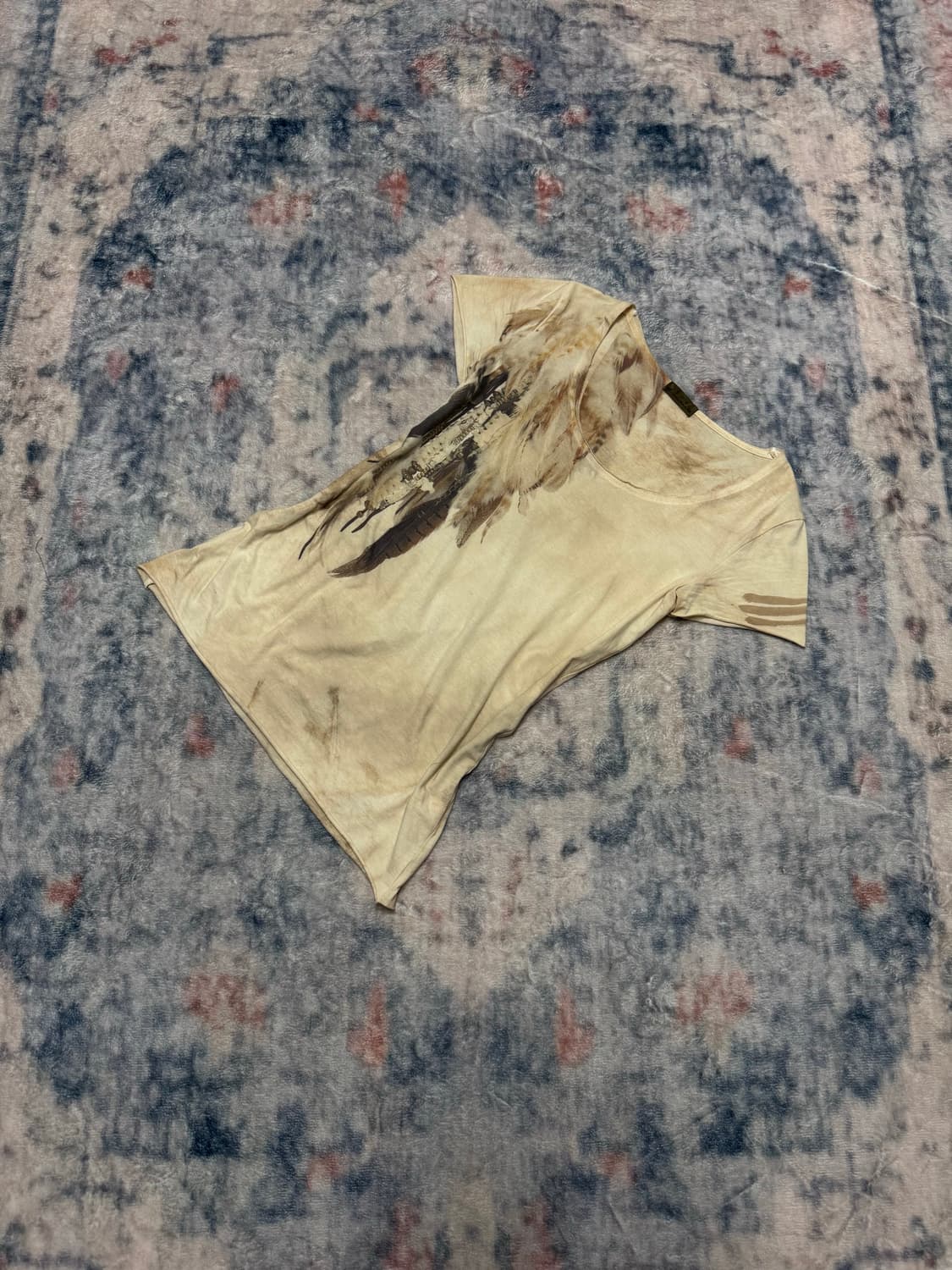 トップス archive goa three feathers print T-shirt 00's archive G.O.A - dreamcatcher feather long sleeve - old