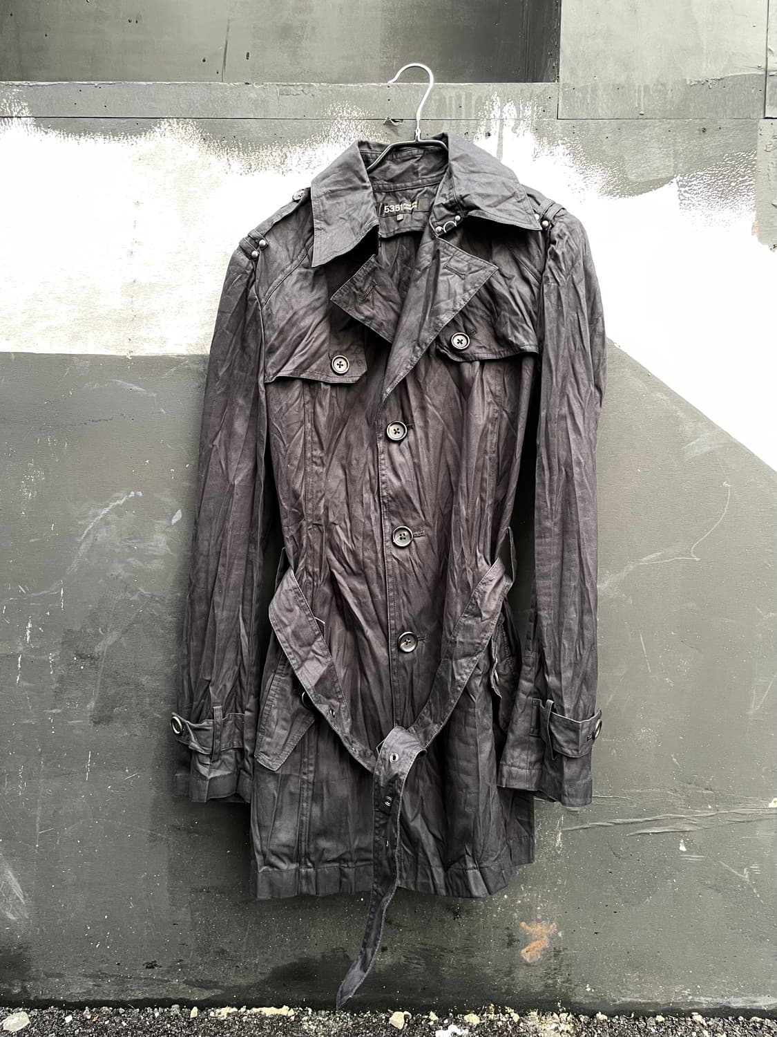00s 5351pour les hommes trench coat Y2K