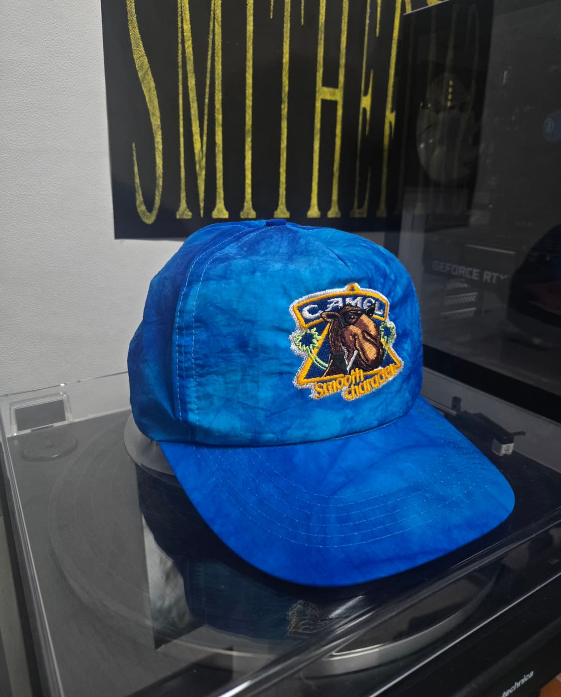 希少 VINTAGE 90s CAMEL キャメル 古着 キャップ 刺繍 企業 雑貨 古着 90s CAMEL キャメル ロゴ 刺しゅう 蛍光 ネオン