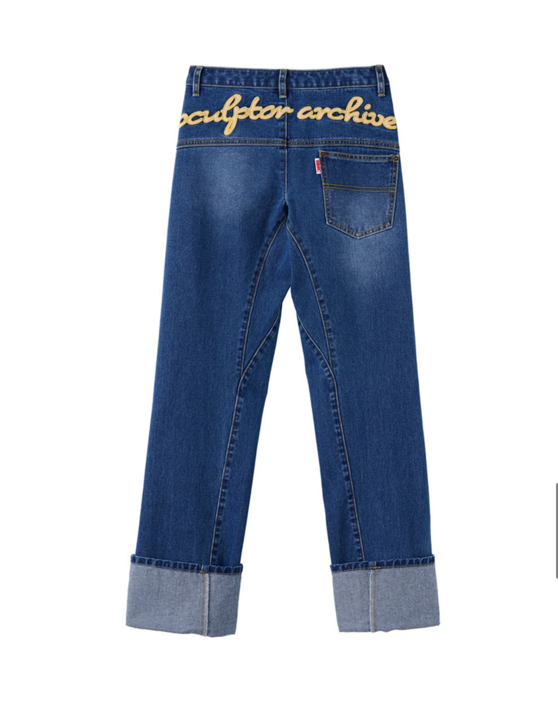 ★SCULPTOR★ Applique RollUp Denim Washed Blue SC24S413LB MUSINSA | SCULPTOR Applique Roll-Up Denim Washed Blue