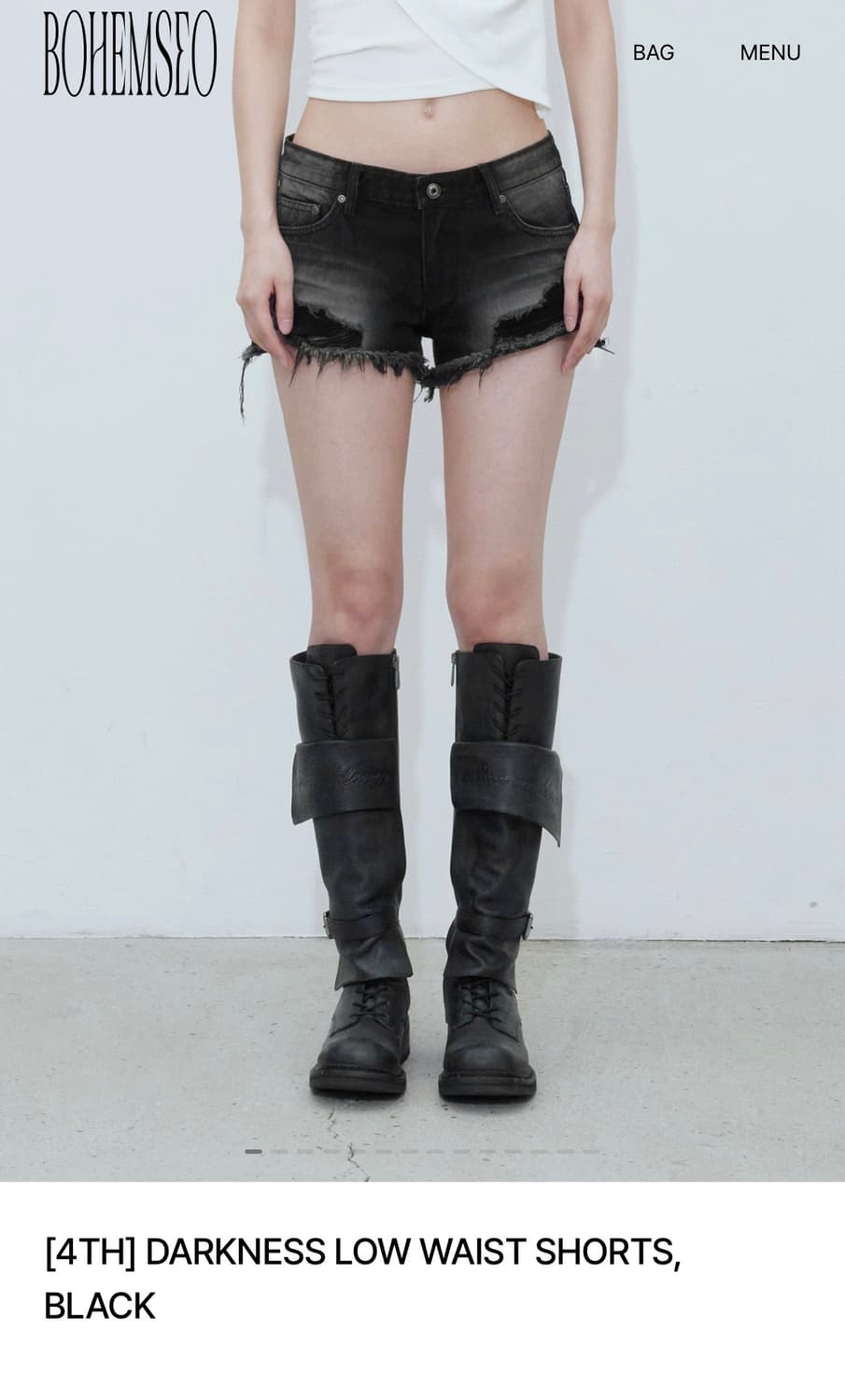 25SS【BOHEMSEO】DARKNESS LOW WAIST SHORTS BOHEMIAN SEOUL】25ss DARKNESS LOW WAIST SHORTS BOHEMIAN
