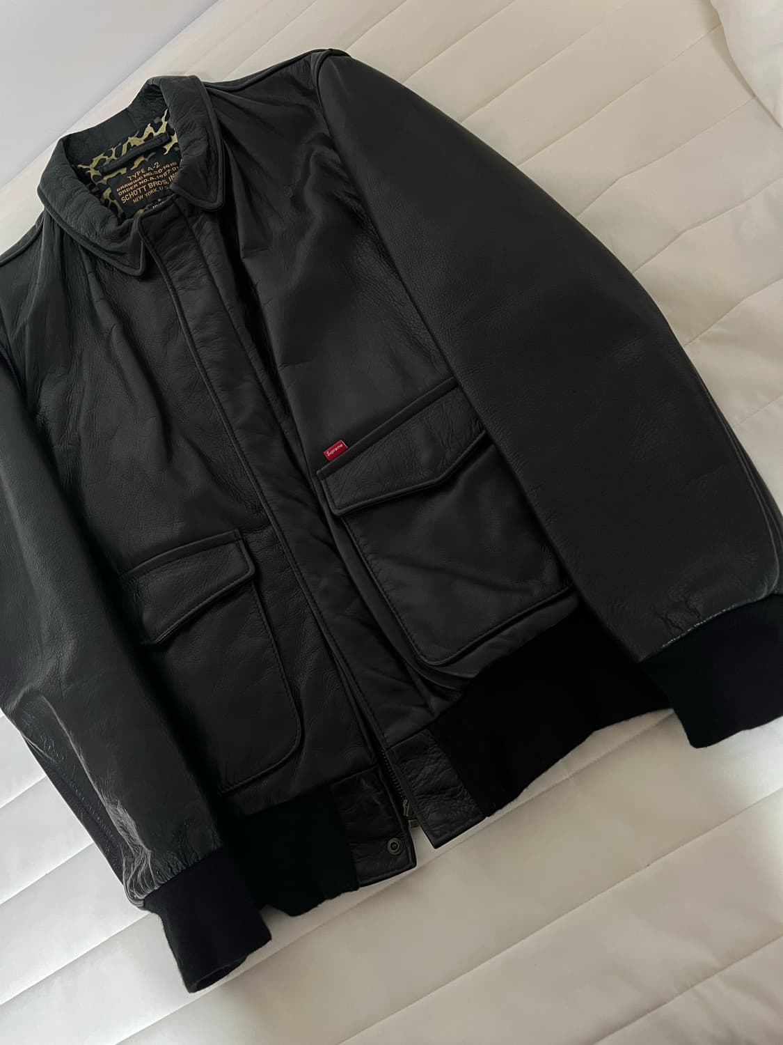 Supreme Schott Suede A-2 black L Supreme x Schott Nyc Suede A-2