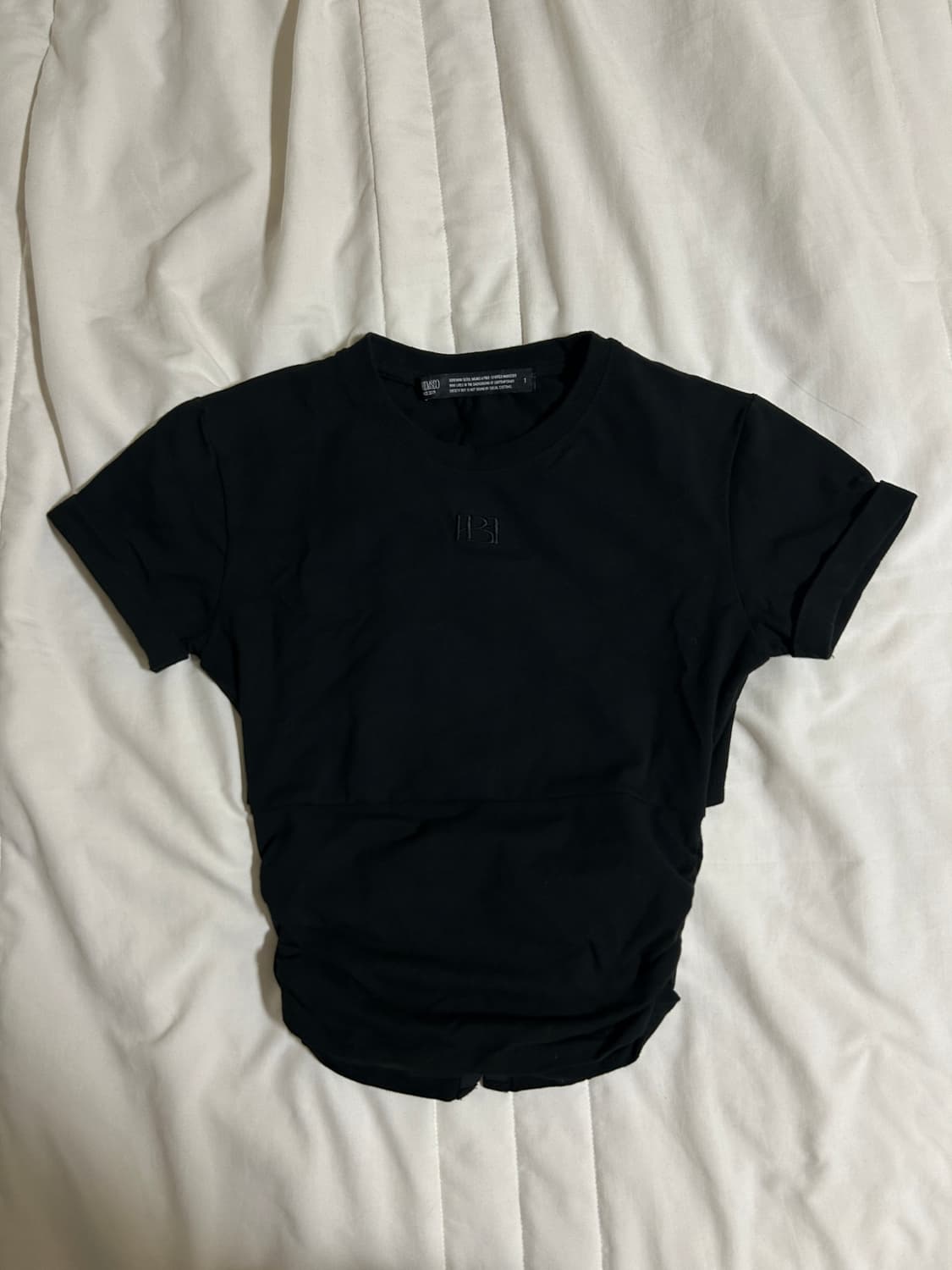 보헴서 BACK HOOKED SHIRRING T, BLACK | 후루츠패밀리