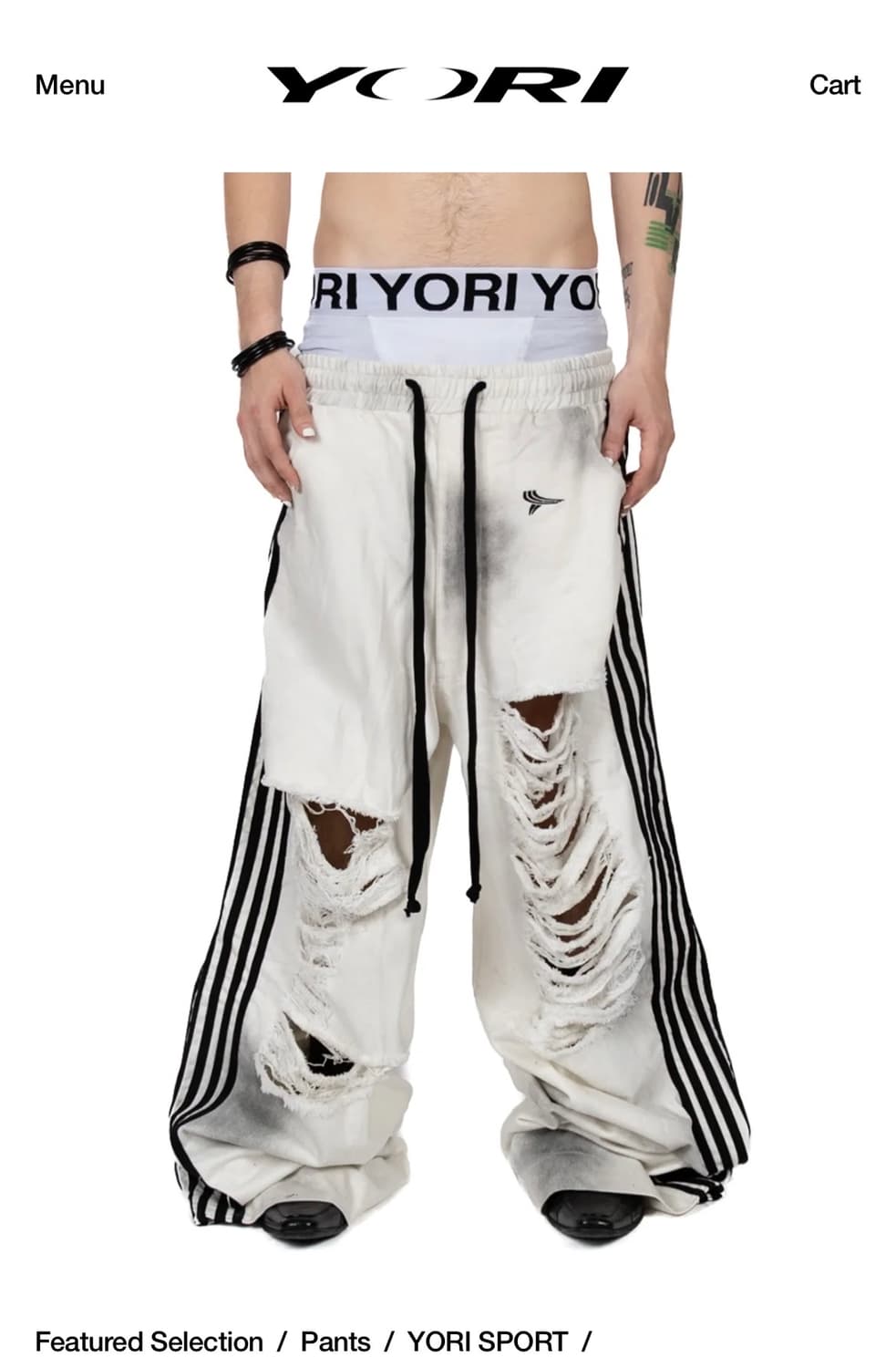パンツ yori sport Double Logo 5-Stripe Denim 5-Stripe Denim (Black/White) | YORI