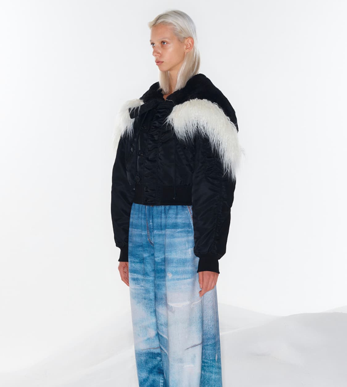 Open yy fur zipper hood ma1 black | 후루츠패밀리