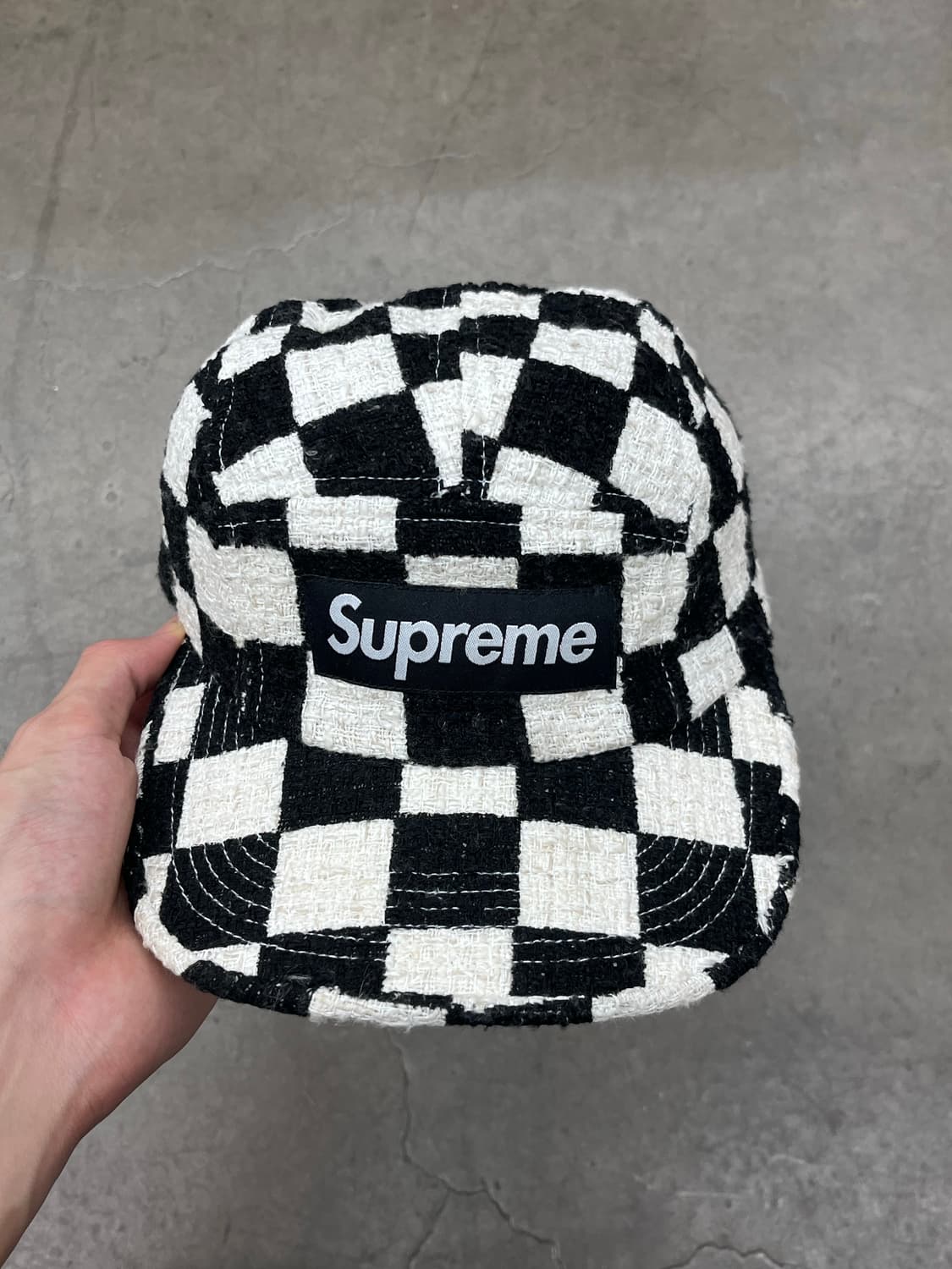 メンズウェア Supreme - Checkerboard Boucle Camp Cap Supreme Checkerboard Bouclé Camp Cap (SS19) - $54