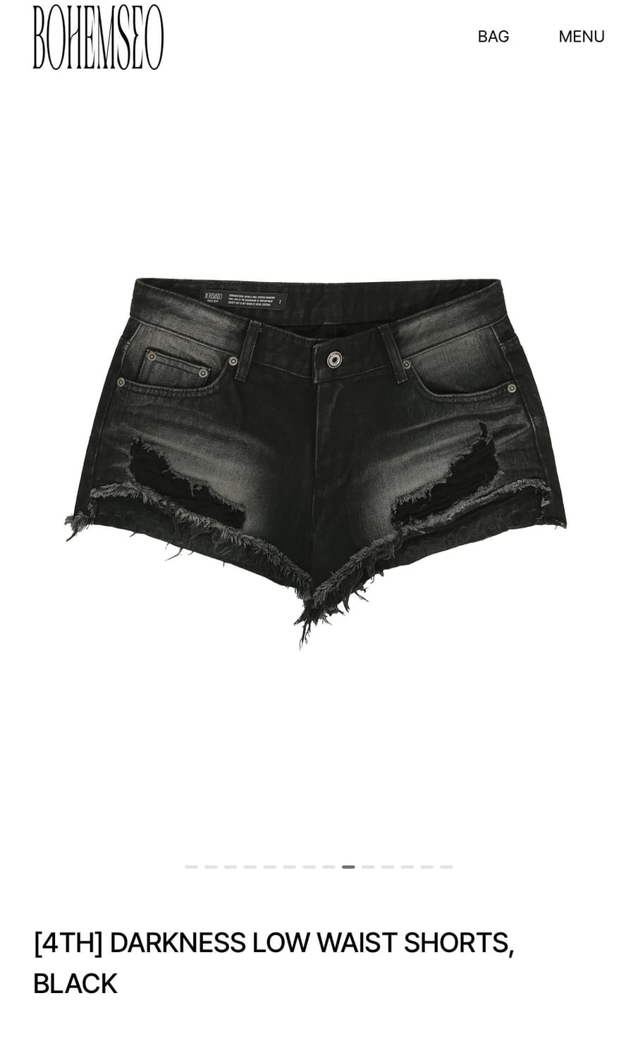 25SS【BOHEMSEO】DARKNESS LOW WAIST SHORTS 보헤미안서울 DARKNESS LOW WAIST SHORTS | 후루츠패밀리