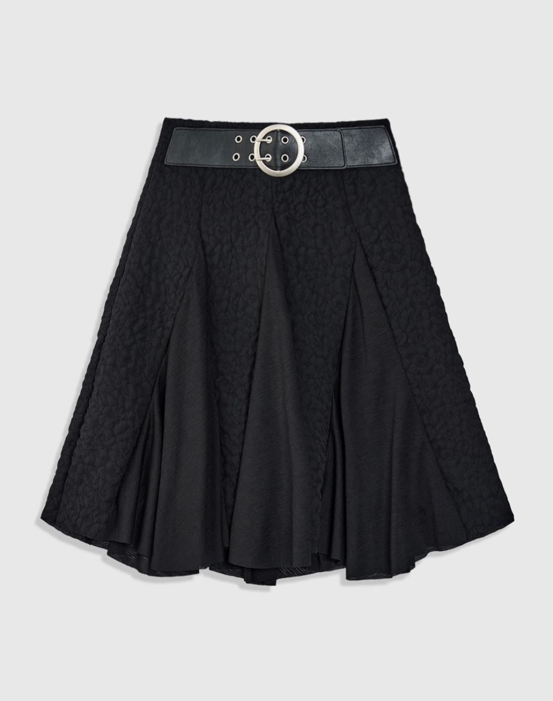 ★POLYSOOEM★ FLOWER BELTED SKIRT FLOWER BELTED SKIRT, BLACK - polysooem