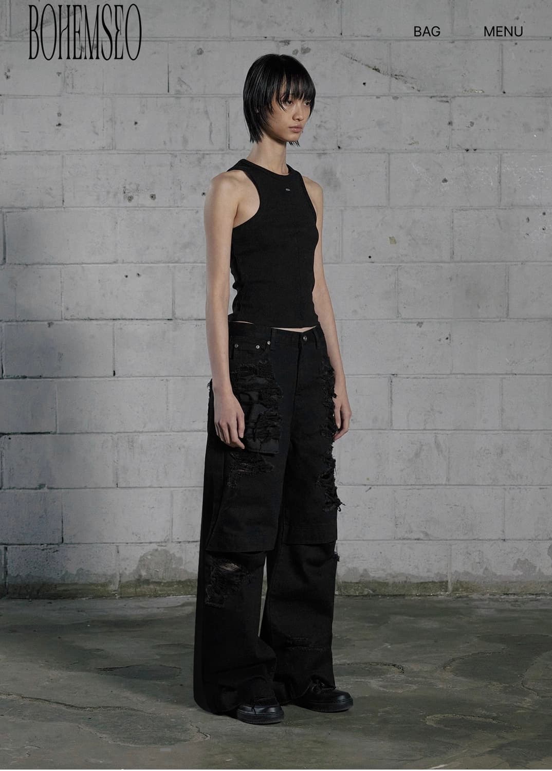 【BOHEMIAN SEOUL】25ss KNEE OPEN RIPPED WIDE JEANS BOHEMIAN SEOUL | 보헤미안서울 Bohemian Seoul) KNEE OPEN