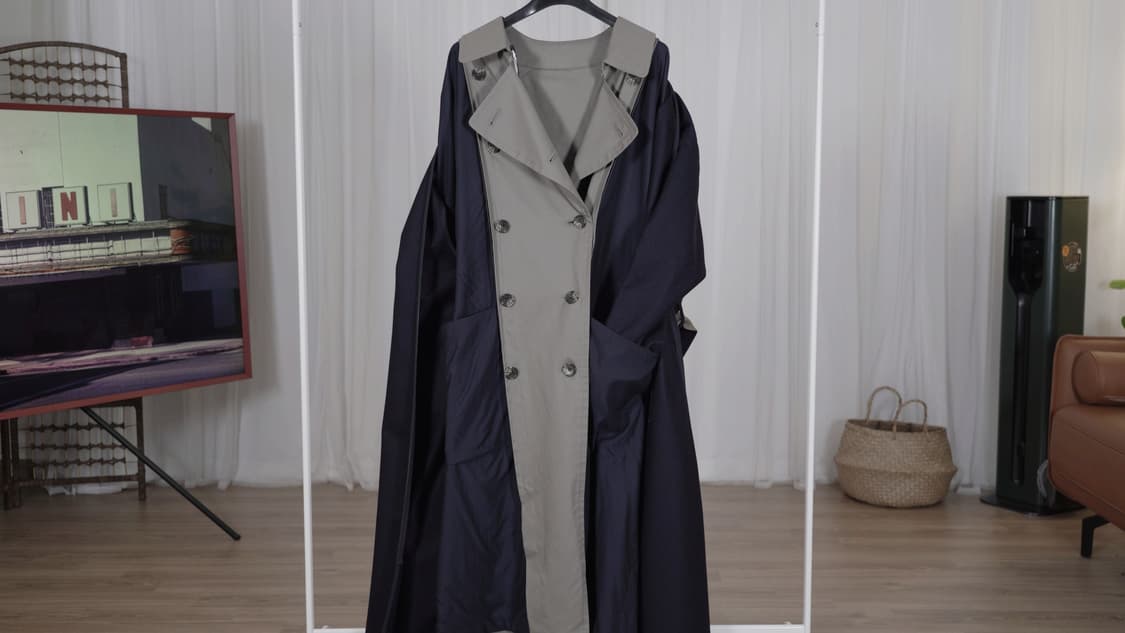 YOKE REVERSIBLE TRENCH COAT SAGE GREEN YOKE | REVERSIBLE TRENCH