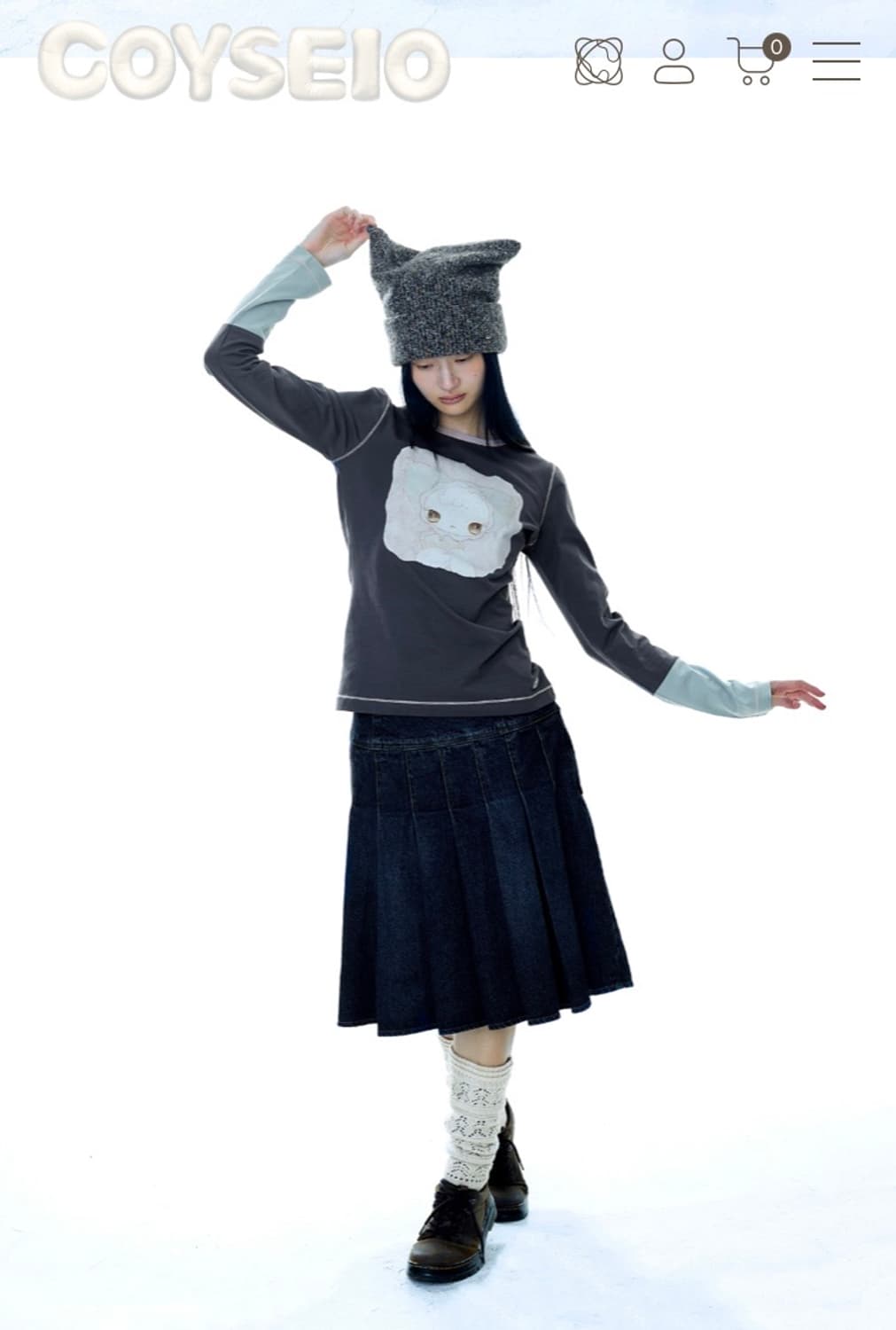 Coyseio DEEP DENIM PLEATS SKIRT NAVY 1 | 후루츠패밀리