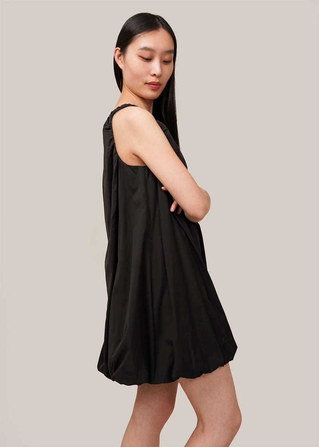 Amomento sheer volume mini dress black | 후루츠패밀리