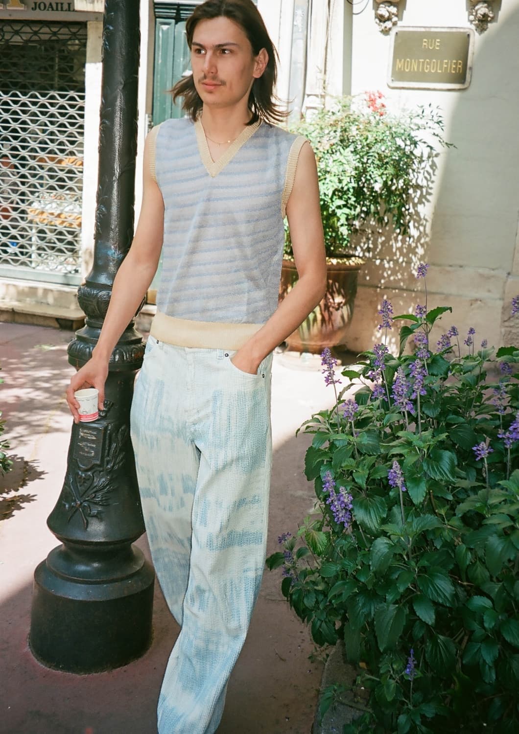 OUR LEGACY☆BLUE BRUSH STROKE PRINT VAST CUT PANTS パンツ Our Legacy - Vast Cut Blue Brush Stroke Print