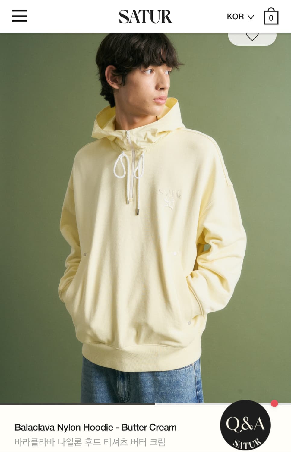 ★SATUR★ Balaclava Nylon Hooded Sweatshirt Butter Cream SA2 MUSINSA | SATUR Balaclava Nylon Hooded T-Shirt Beige