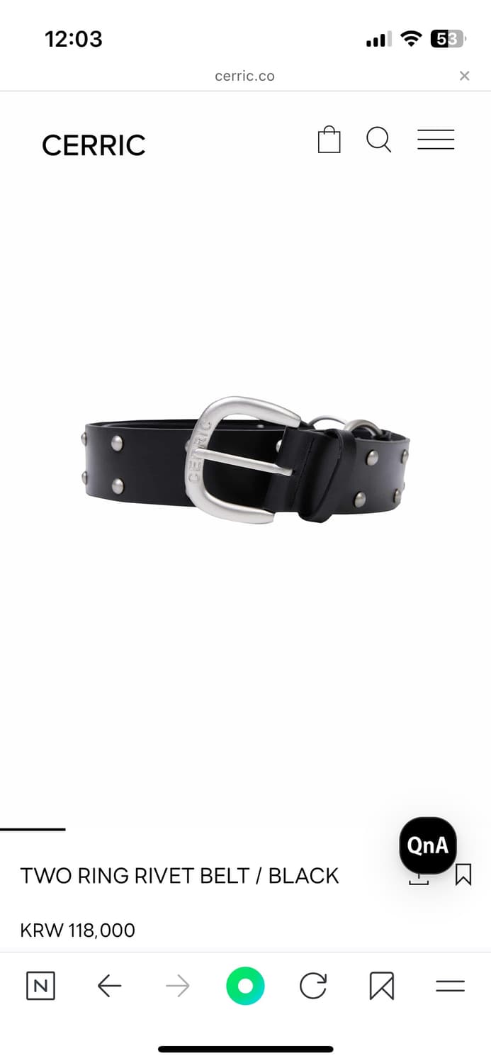 CERRIC TWO RING RIVET BELT / BLACK | 후루츠패밀리