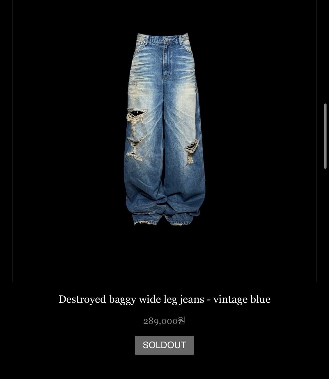 EMOSTANCECLUB】DESTROYED BAGGY WIDE LEG JEANS L EMOSTANCECLUB