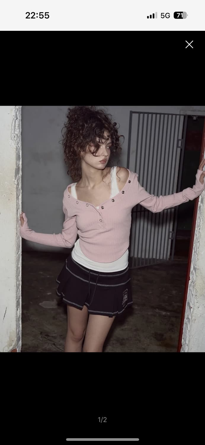 韓国女子 人気[PLEASENOFOLLOW]BUNNY SNAP BUTTON TOP ( VER.1