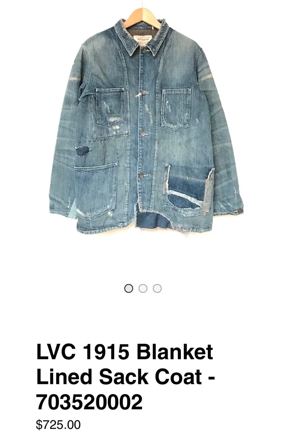 LVC 214 SAC COAT damage加工　made in ITALY LVC 214 SAC COAT damage加工 made in ITALY 【公式通販】