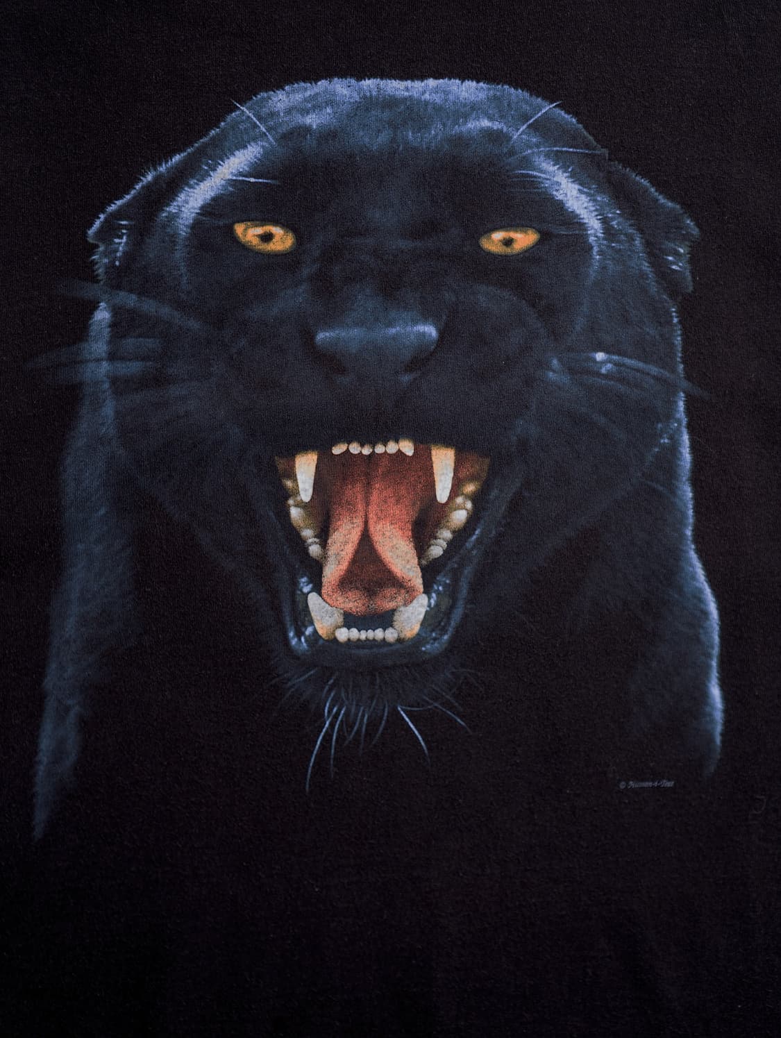 希少 90's Human-i-Tees Black Panther Tシャツ Vtg 90s Human I Tees Black Panther Men T-Shirt All Over Logo