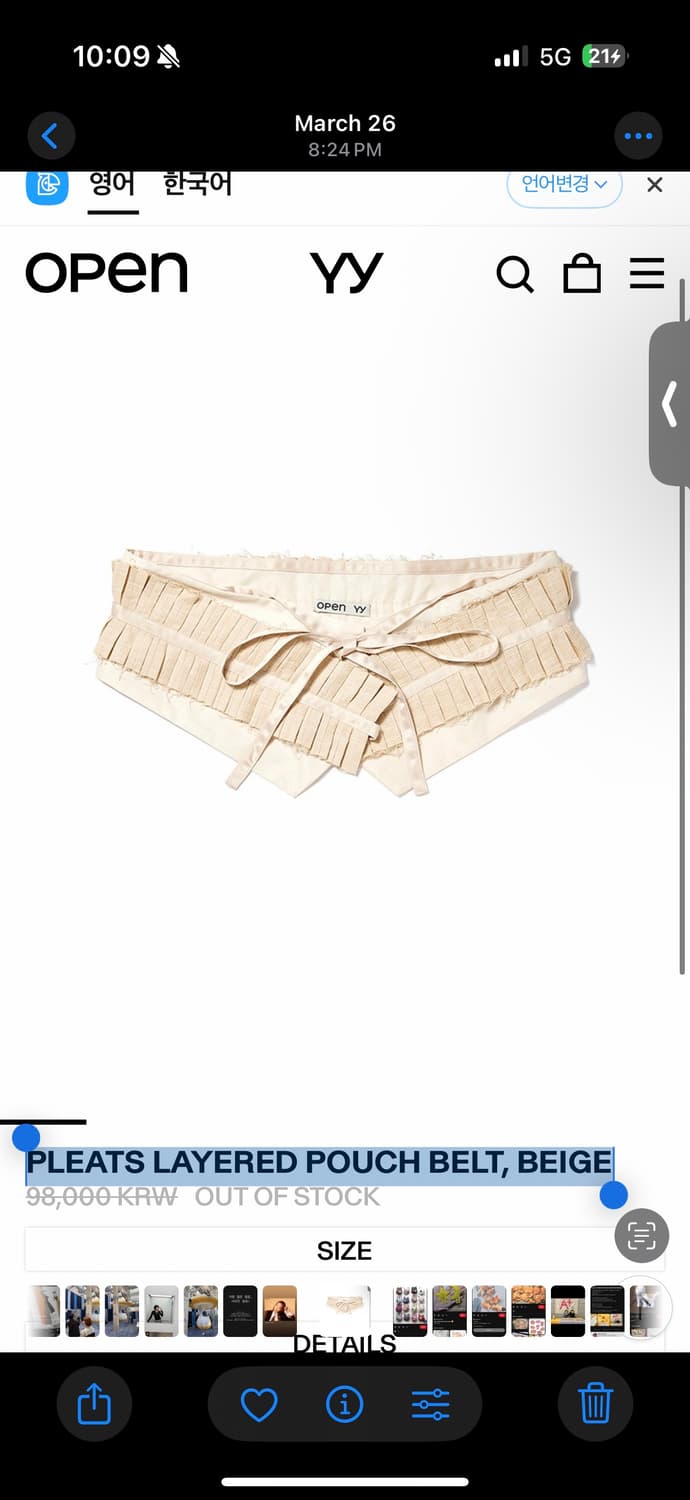오픈yy PLEATS LAYERED POUCH BELT, BEIGE | 후루츠패밀리