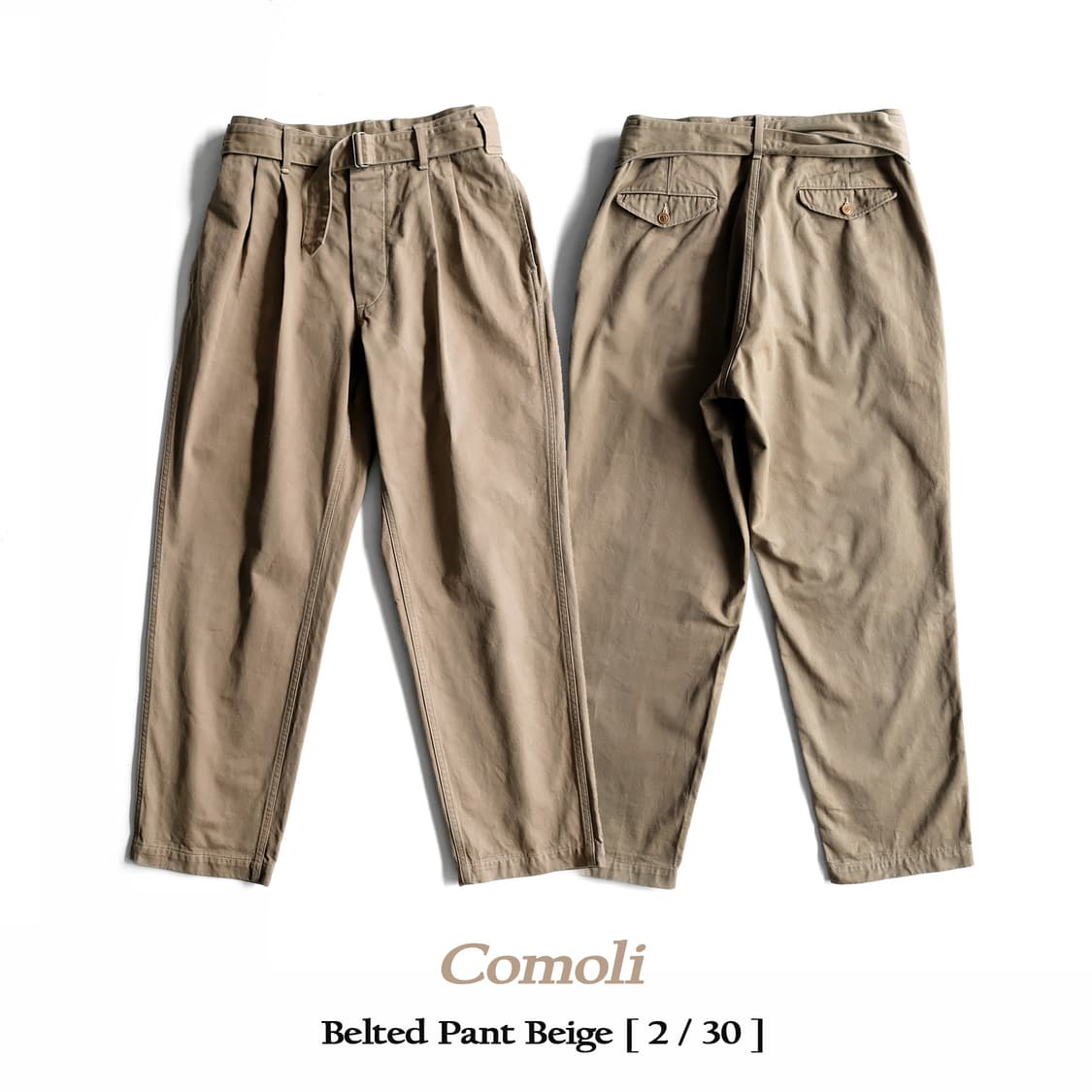 COMOLI BELTED CHINO PANTS 2 コットン・リネン COMOLI BELTED CHINO PANTS 2 コットン・リネン