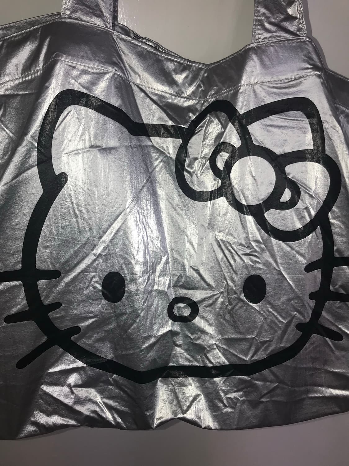 OPEN YY X HELLO KITTY Silver Tote Bag | 후루츠패밀리